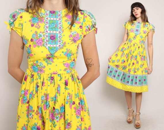 60s LILLY PULITZER the Lilly Dress S 1960s Lilly Pulitzer Yellow Floral Cotton Dress the Lilly Yellow Dress Border Print Dress Small Etsy
