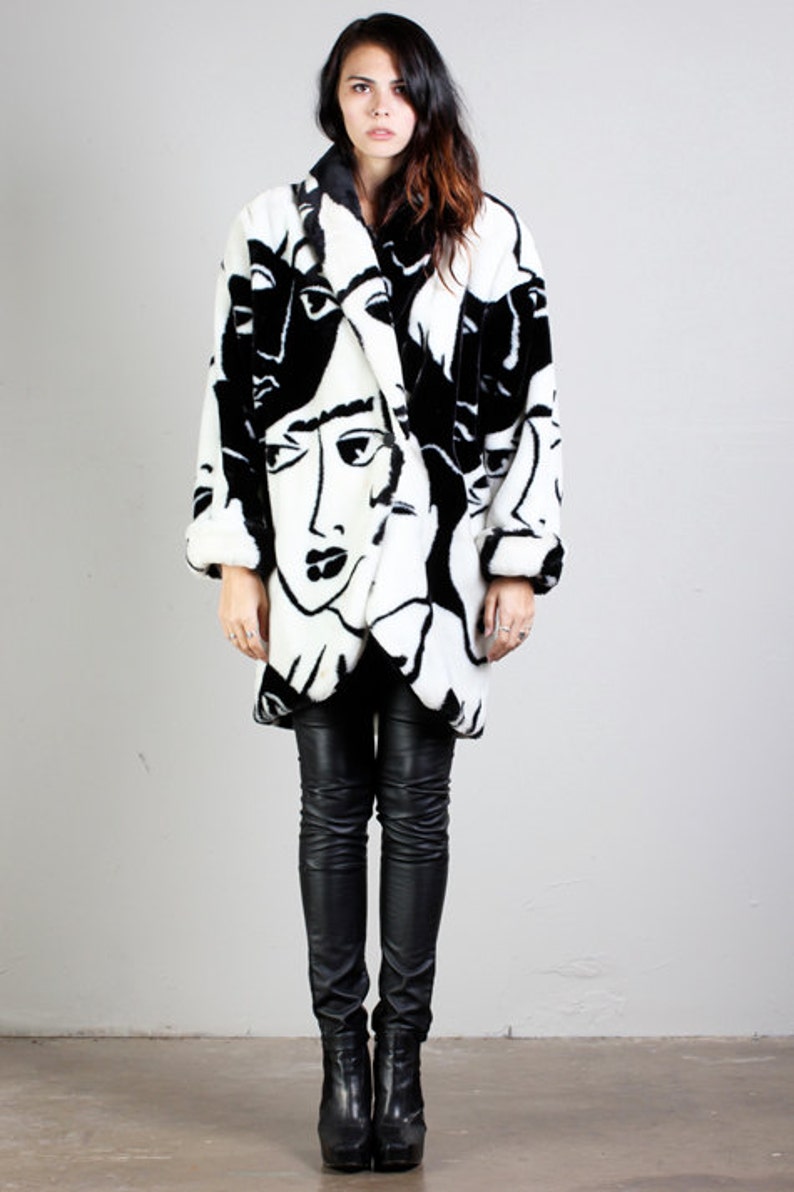 Vintage ART NOUVEAU deco avant garde novelty print faces coat Etsy