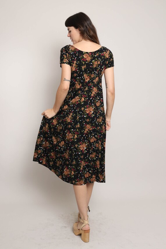 90s BLACK FLORAL dress S M / All That Jazz floral… - image 6