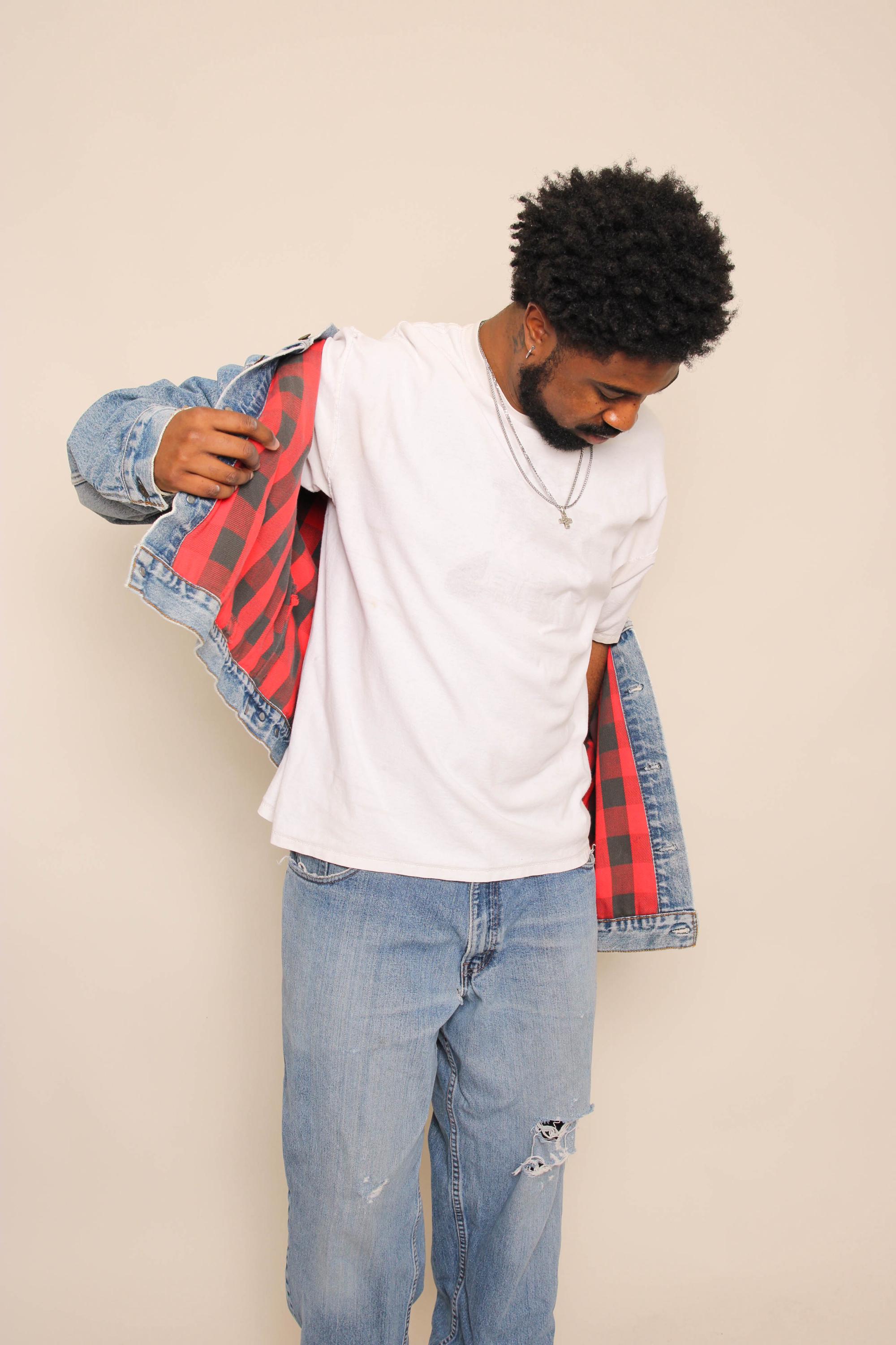 80s Levi's Trucker Jacket Buffalo Plaid Flannel Lined: 71411 0816