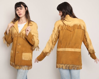 Vintage 60s Suede Fringe Jacket: Jerry’s Leather Goods, Western Style, Size M/L (Unisex)