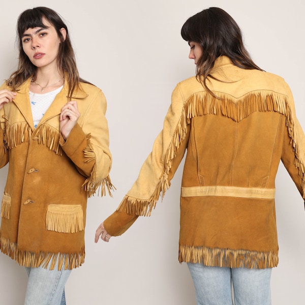 Vintage 60s Suede Fringe Jacket: Jerry’s Leather Goods, Western Style, Size M/L (Unisex)