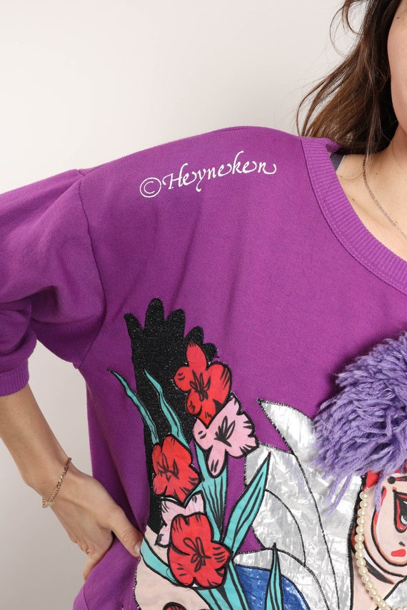 80s GLAM sweatshirt / Heyneken purple sweatshirt … - image 6