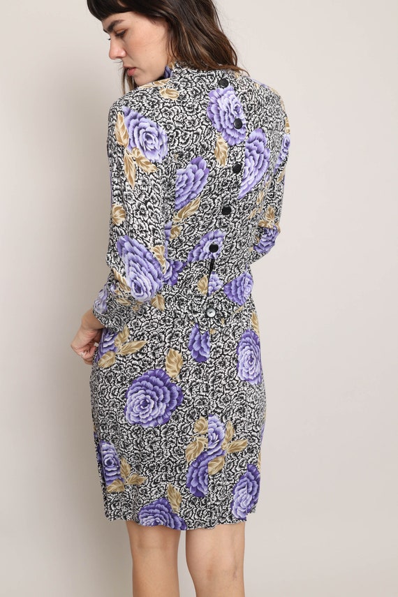 80s PURPLE FLORAL dress S / Ariana purple floral … - image 9