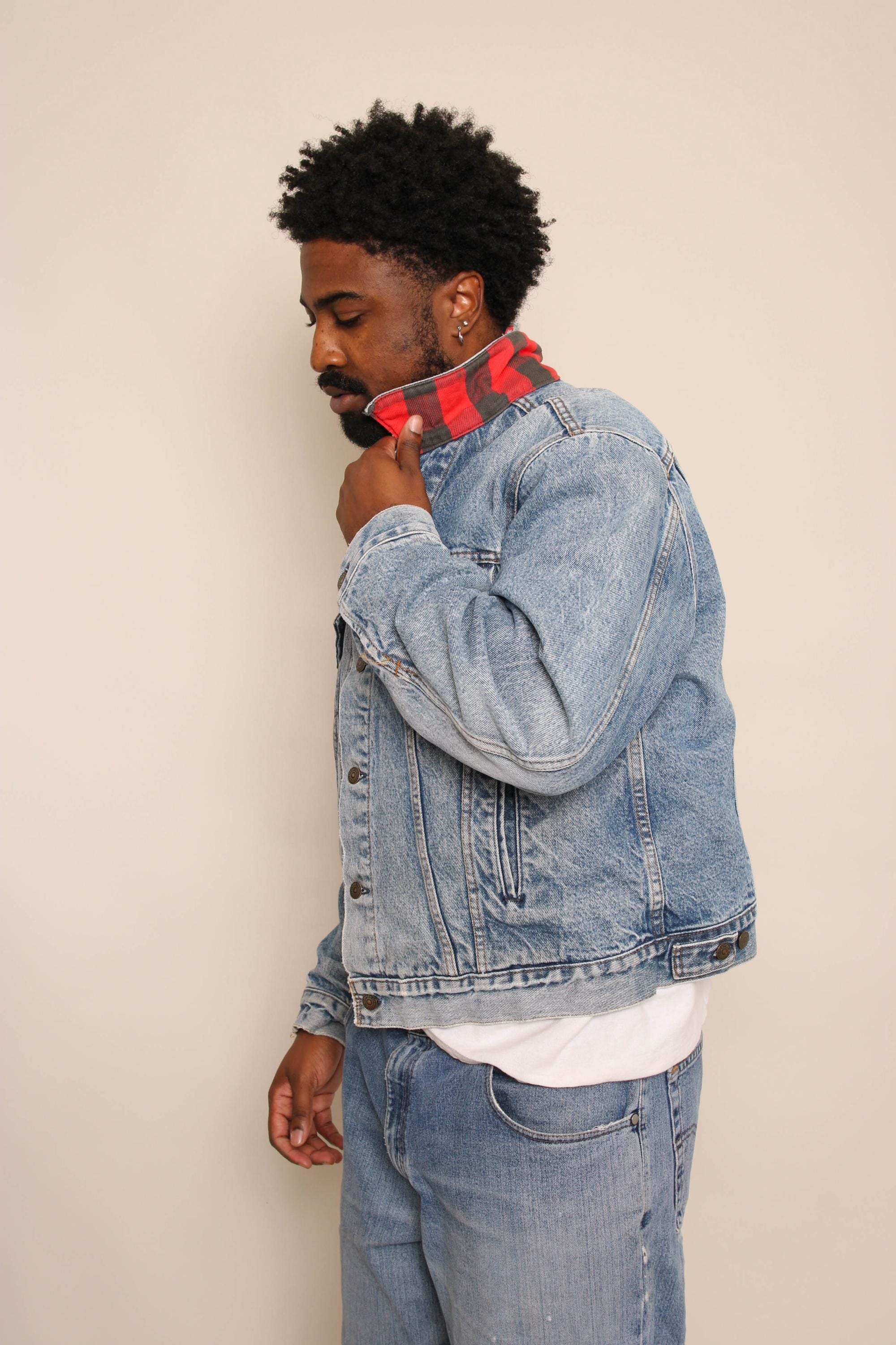 80s Levi's Trucker Jacket Buffalo Plaid Flannel Lined: 71411 0816