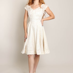 1950's cream  ivory bridal fit and flare formal dress