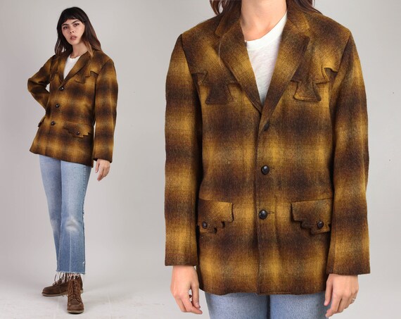 60s TREGO'S WESTWEAR plaid jacket S M / country we