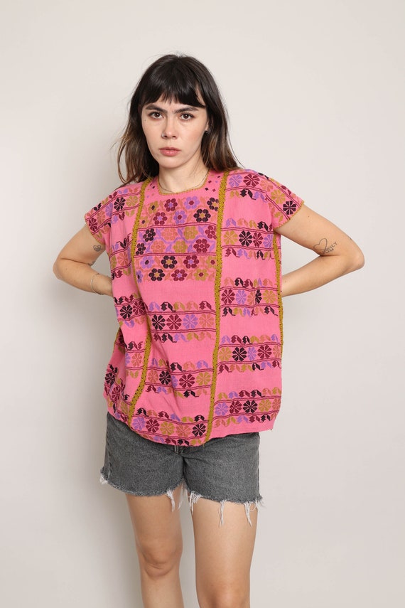 70s WOVEN COTTON tunic XS S M / guatemalan huipil… - image 2