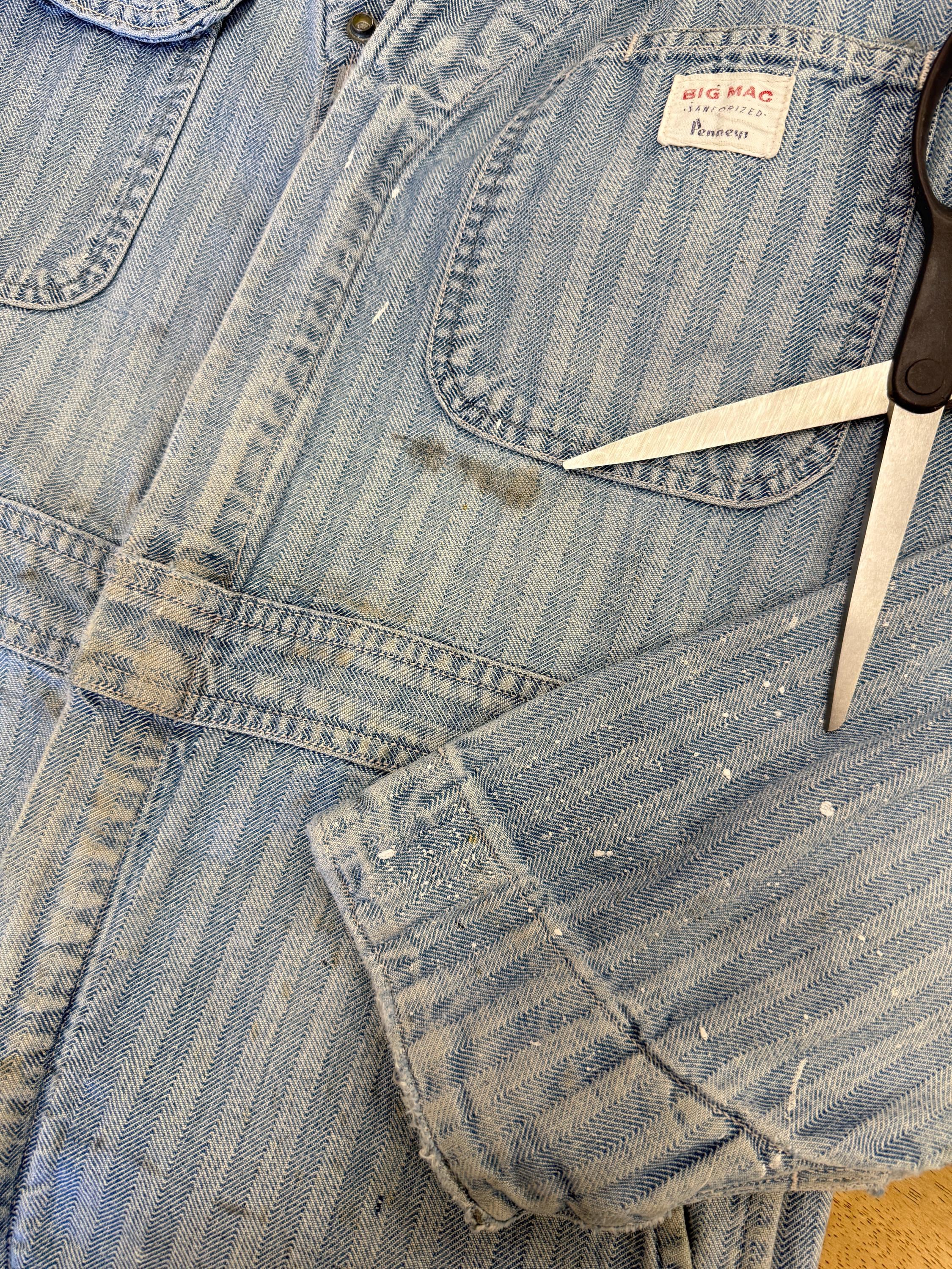 50s Big Mac Denim Herringbone Coveralls Sanforized Cotton Size XS
