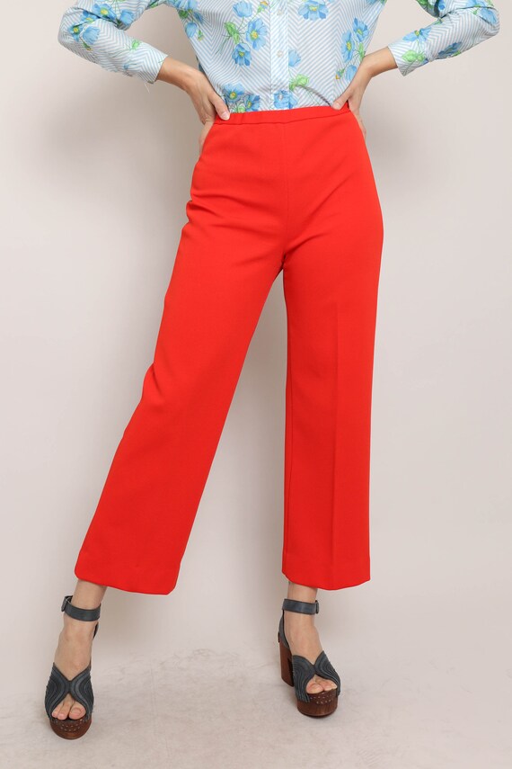 70s RED POLYESTER pants S M / Jack Winter red pan… - image 3