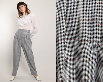 90s houndstooth stirrup pleated trousers checkered  high rise W 32