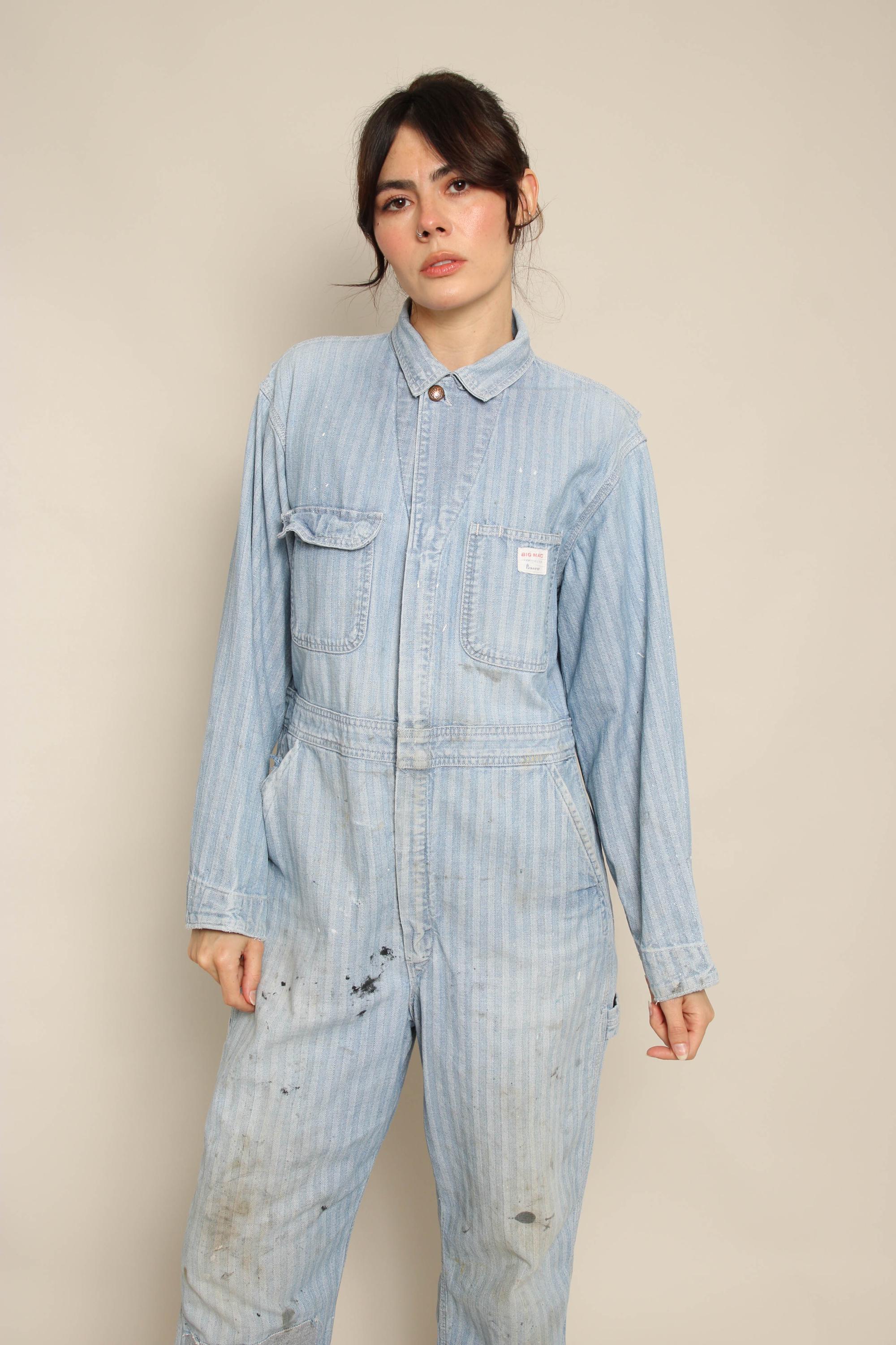 50s Big Mac Denim Herringbone Coveralls Sanforized Cotton Size XS