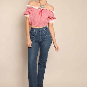 70s ACCENT PIPING jeans 25 26 waist / 1970s Pistachie jeans detailed stitching jeans 1980s blue jeans small extra small