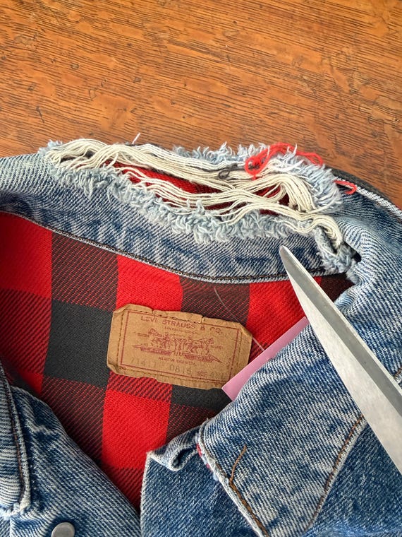 80s Levi's Trucker Jacket Buffalo Plaid Flannel Lined: 71411 0816