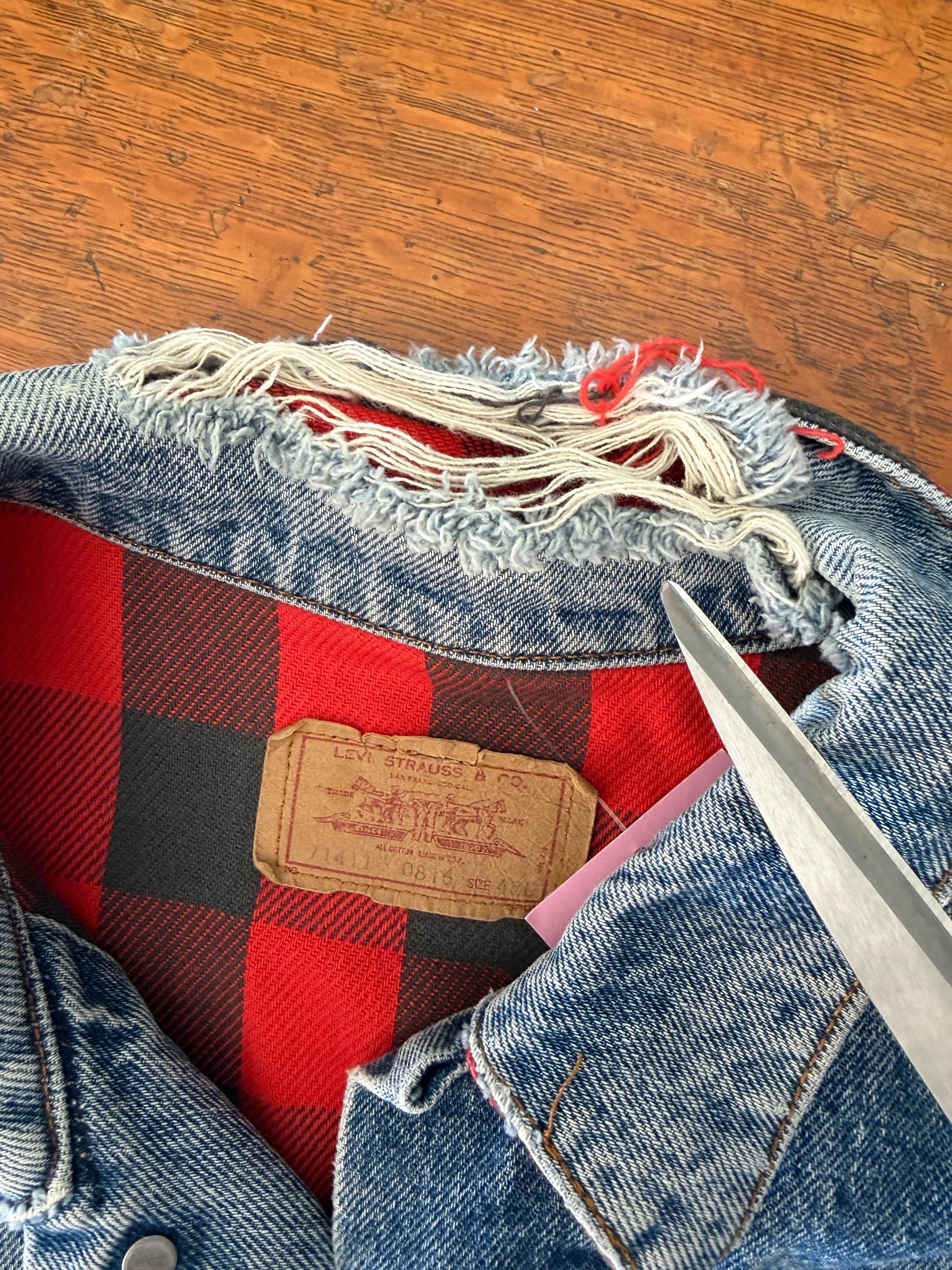 80s Levi's Trucker Jacket Buffalo Plaid Flannel Lined: 71411 0816