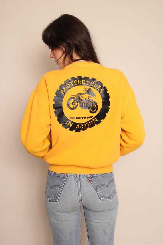 70s Motorcycle Sweatshirt: Vintage Russell Marigo… - image 1