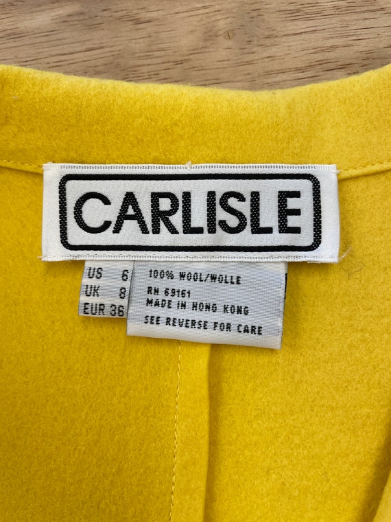 80s BRIGHT YELLOW jacket S / felt wool Carlisle j… - image 7