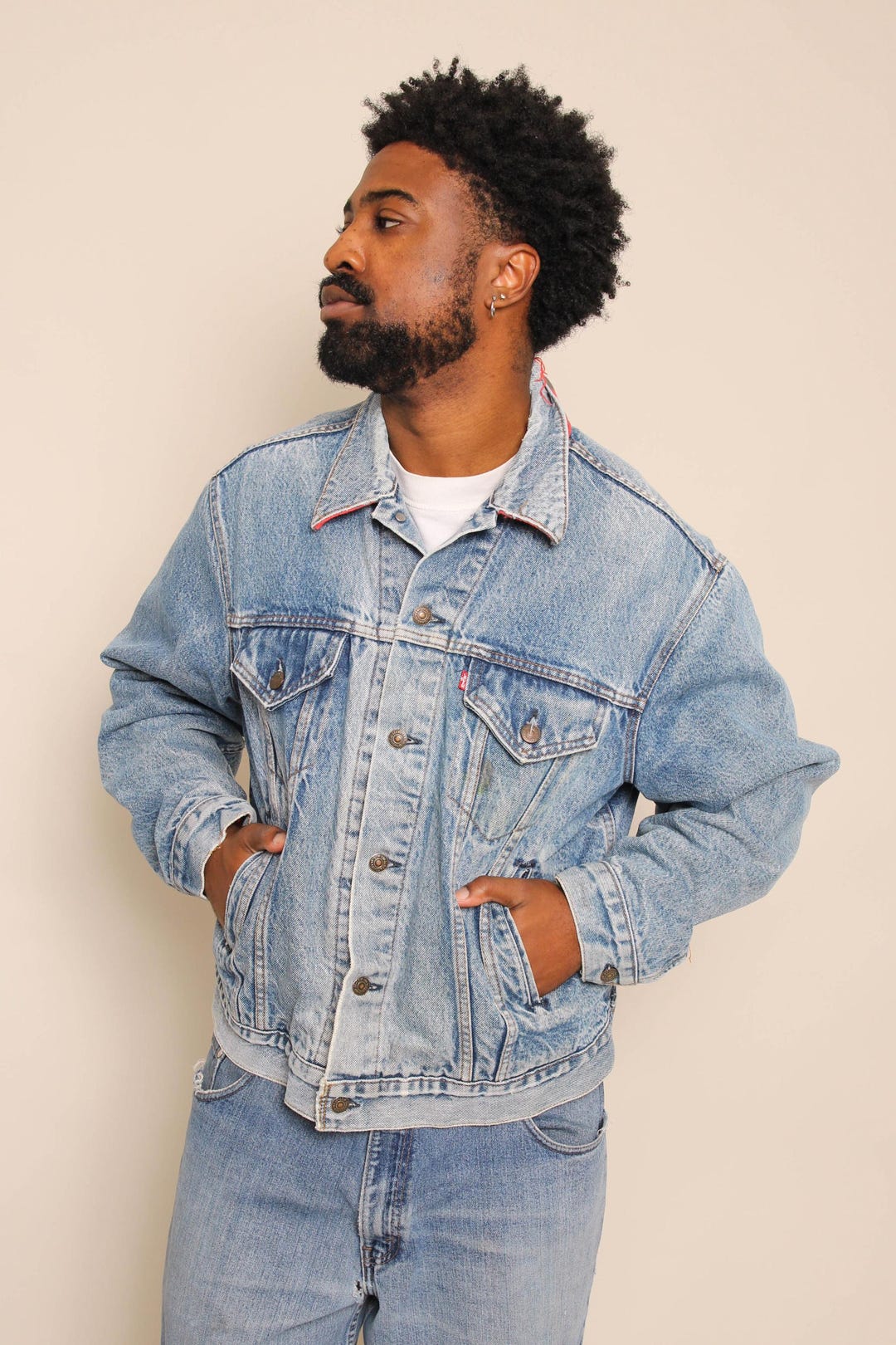 80s Levi's Trucker Jacket Buffalo Plaid Flannel Lined: 71411 0816