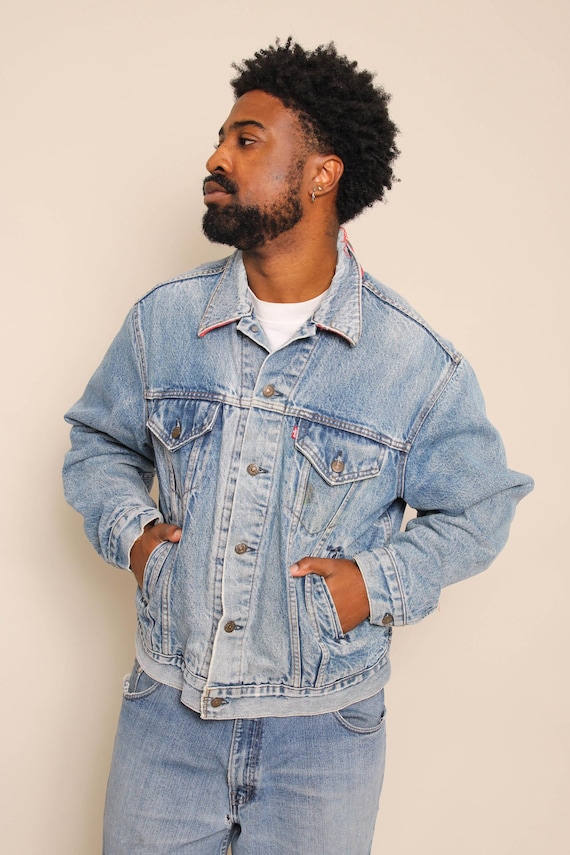 80s Levi's Trucker Jacket Buffalo Plaid Flannel Lined: 71411 0816