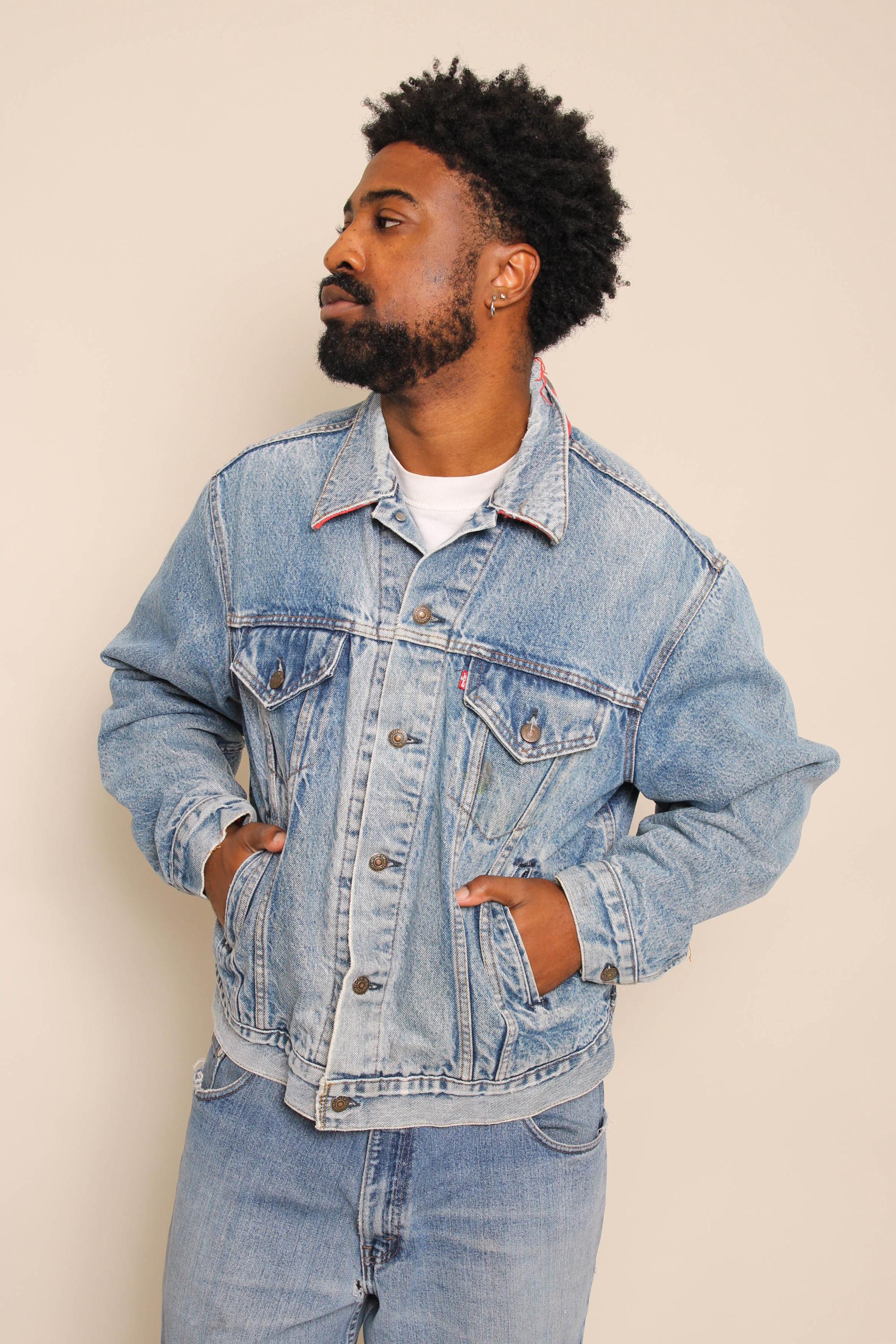 80s Levi's Trucker Jacket Buffalo Plaid Flannel Lined: 71411 0816