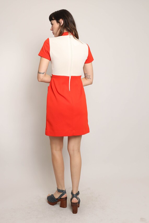 60s SPACE AGE dress S / red mod dress red steward… - image 9