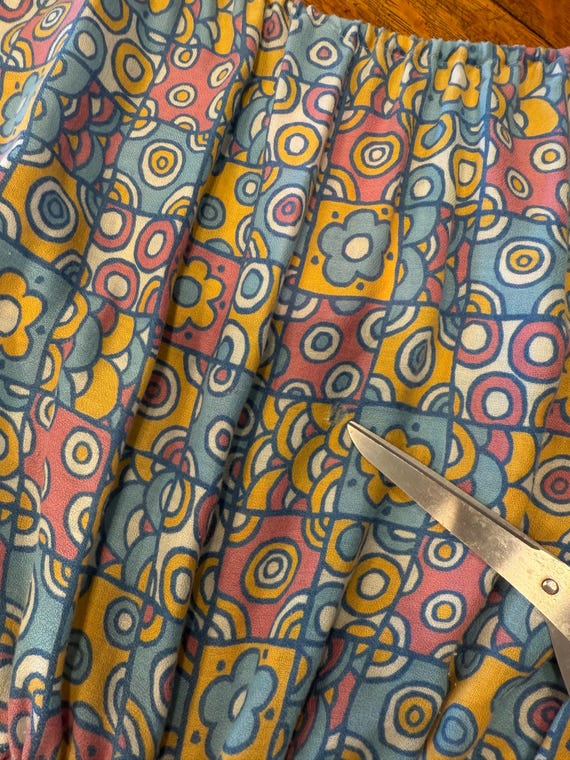 70s Floral Peasant Dress: Blue Patchwork Maxi Dre… - image 7