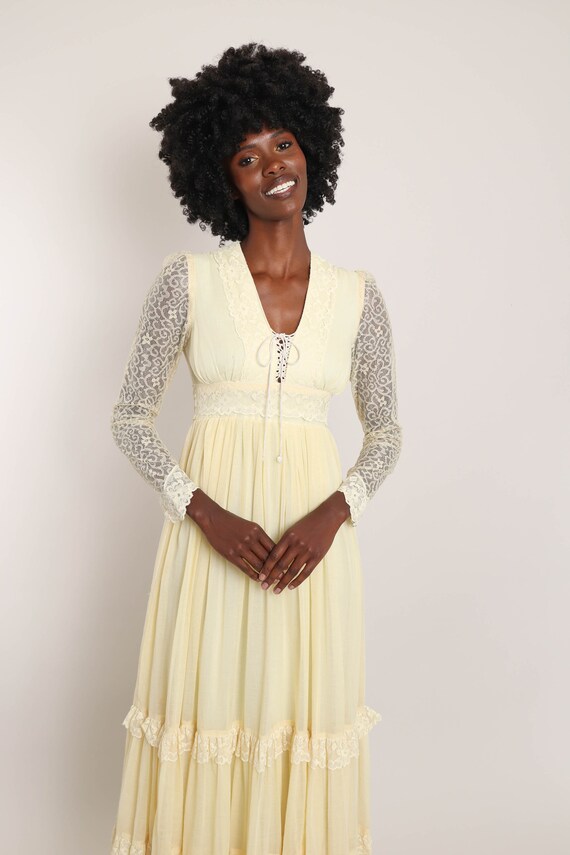70s GUNNE SAX buttercream dress XS 5 / cream Gunne Sa… - Gem