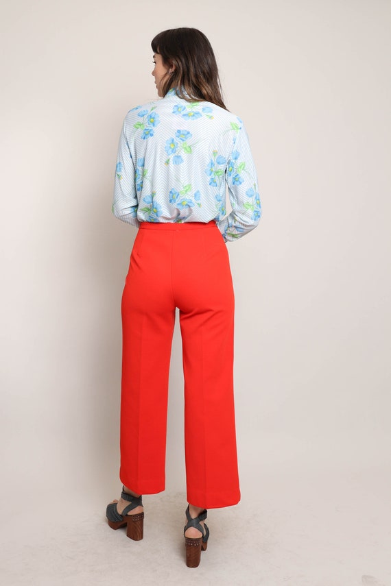 70s RED POLYESTER pants S M / Jack Winter red pan… - image 4