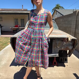 1990s Plaid Dress
