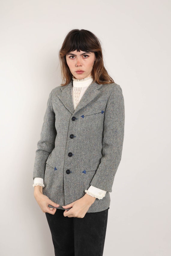 70s WESTERN ARROW jacket XS S / gray wool jacket … - image 2