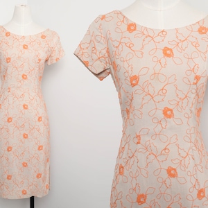 60s LILLI DIAMOND dress XS / Lilli Diamond orange embroidered dress Lilli Diamond embroidered dress extra small 1960s 50s 1950s