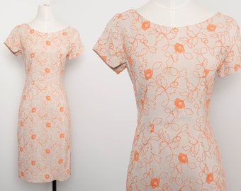 60s LILLI DIAMOND dress XS / Lilli Diamond orange embroidered dress Lilli Diamond embroidered dress extra small 1960s 50s 1950s