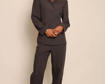 90s Minimalist Suit: Vintage Montage Fitted Blazer Pants Ensemble, Size XS S
