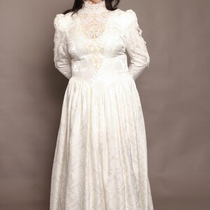 80s Edwardian Wedding Dress With Bow: Jessica Mcclintock, Brocade