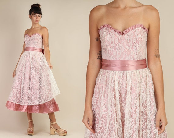 80s GUNNE SAX dress S 9 / dusty rose satin dress s