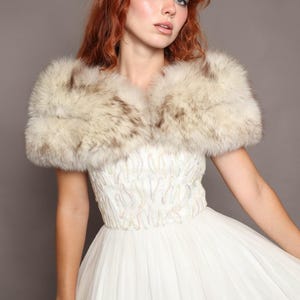 60s ARCTIC FOX fur stole XS S / 1960s fox fur shoulder warmer fox fur shawl wedding fur stole wedding wrap