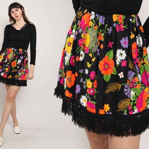 Minivestido floral con flecos estilo años 60: Domino Fashions, estilo mod, talla XS/S
