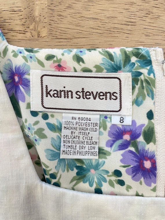 80s SQUARE COLLAR dress S / Karin Stevens pastel … - image 9