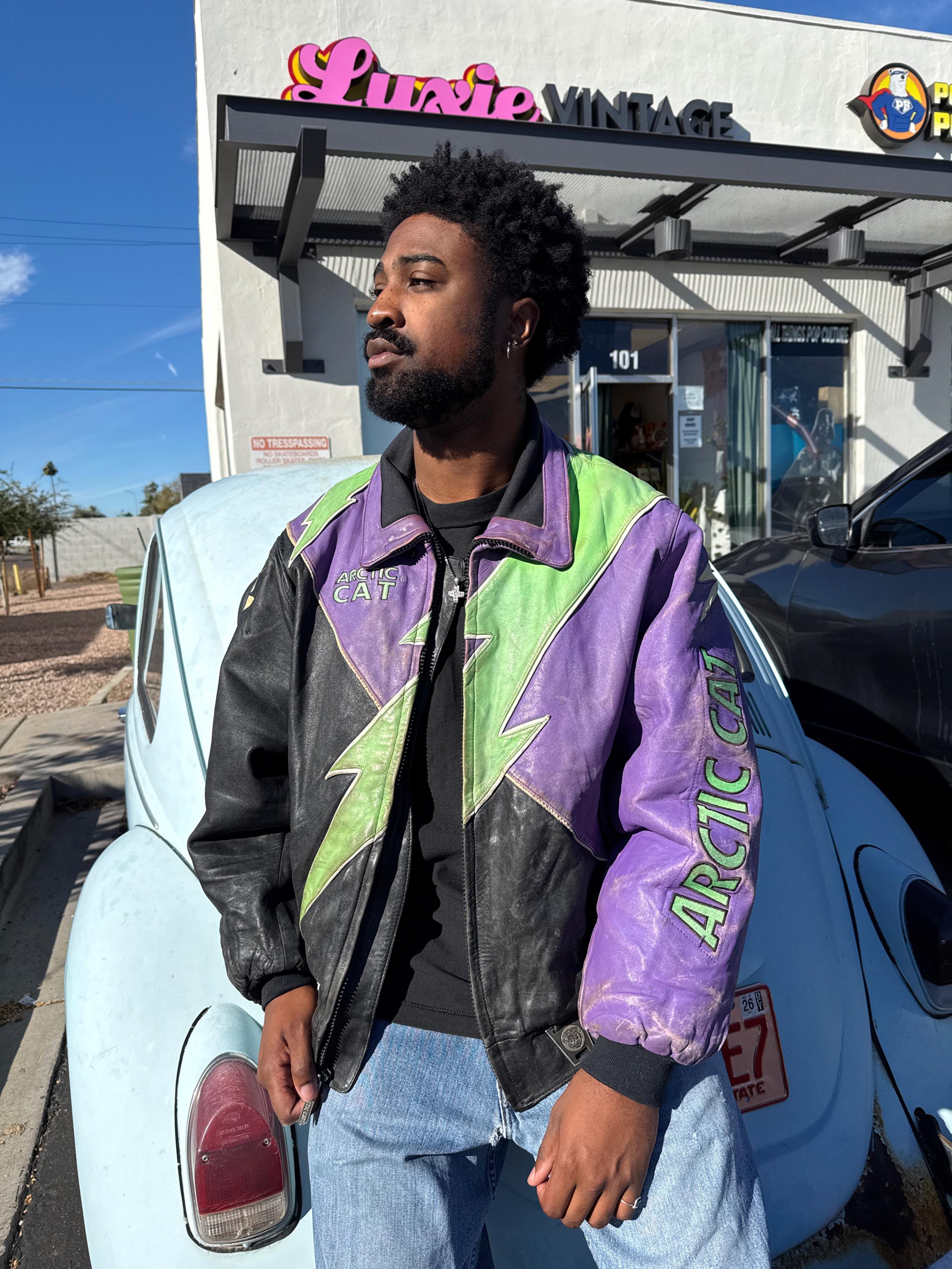 90s Arctic Cat Racing Leather Jacket: Vintage Arcticwear Conquer