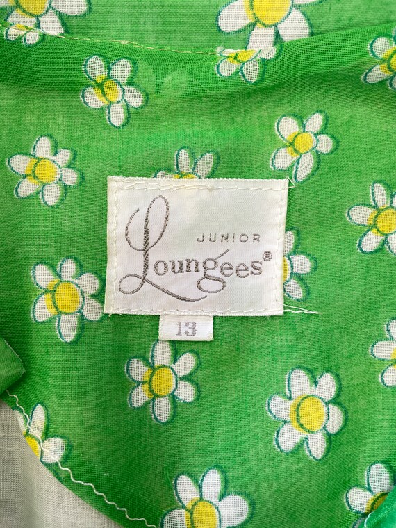 70s DAISY PRINT dress M L / Loungees green daisy … - image 8