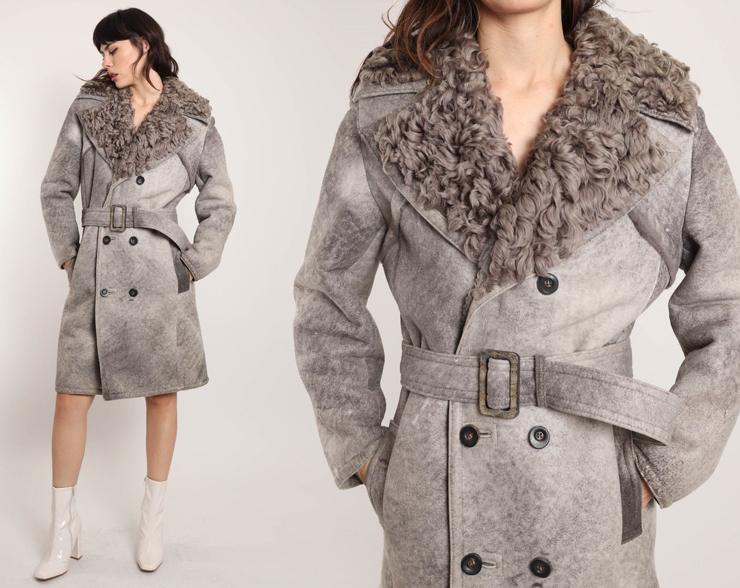 70s SUEDE SHEARLING Coat Women's L XL Men's L / Marshall Field