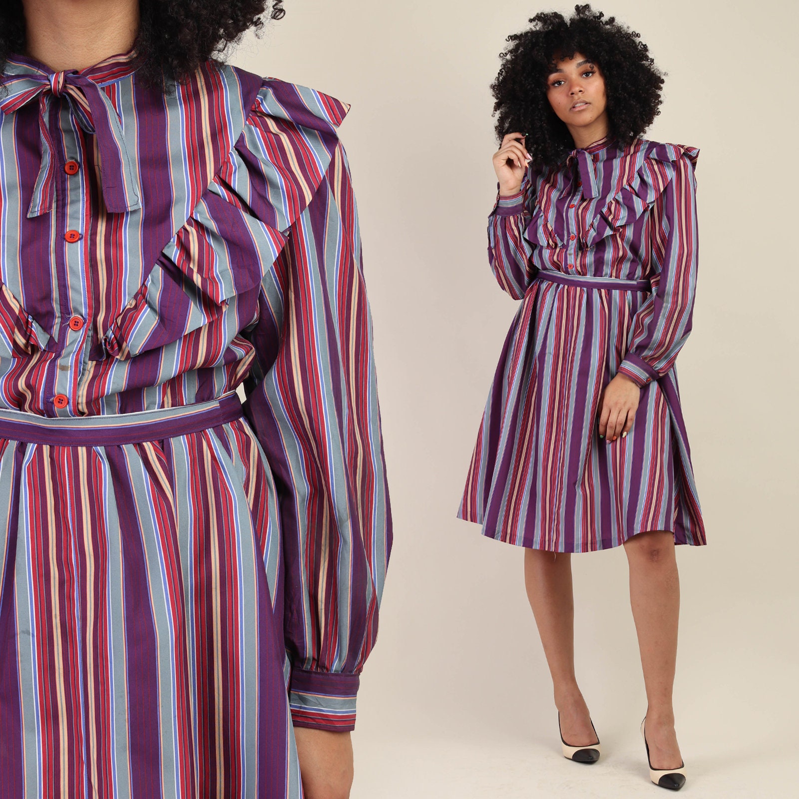 printed ruffle bib midi dress