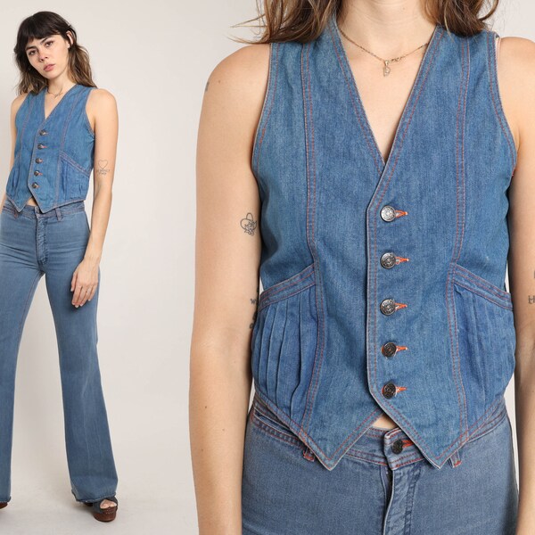 Denim Vintage Faded Denim Vest main image 1