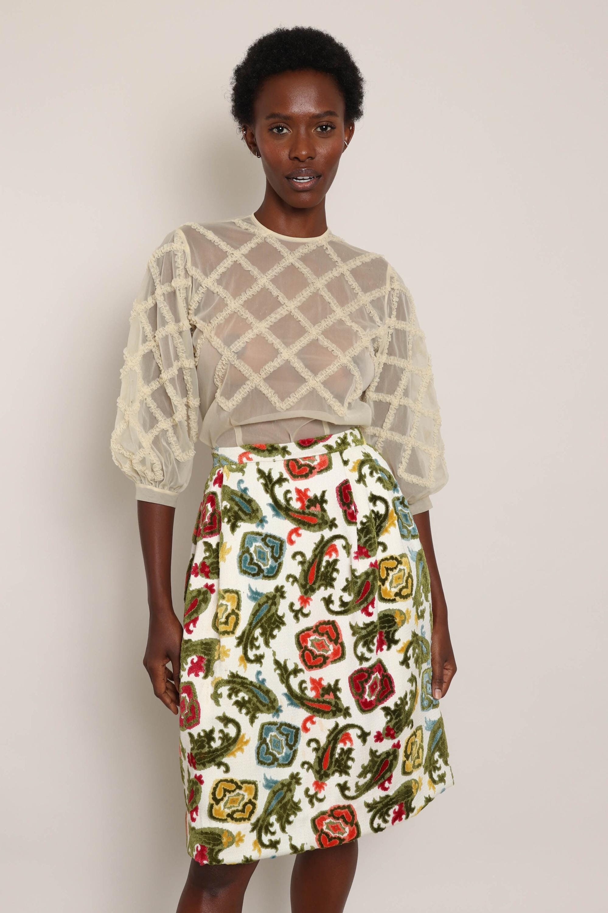 Vintage Floral Tapestry Skirt - Etsy