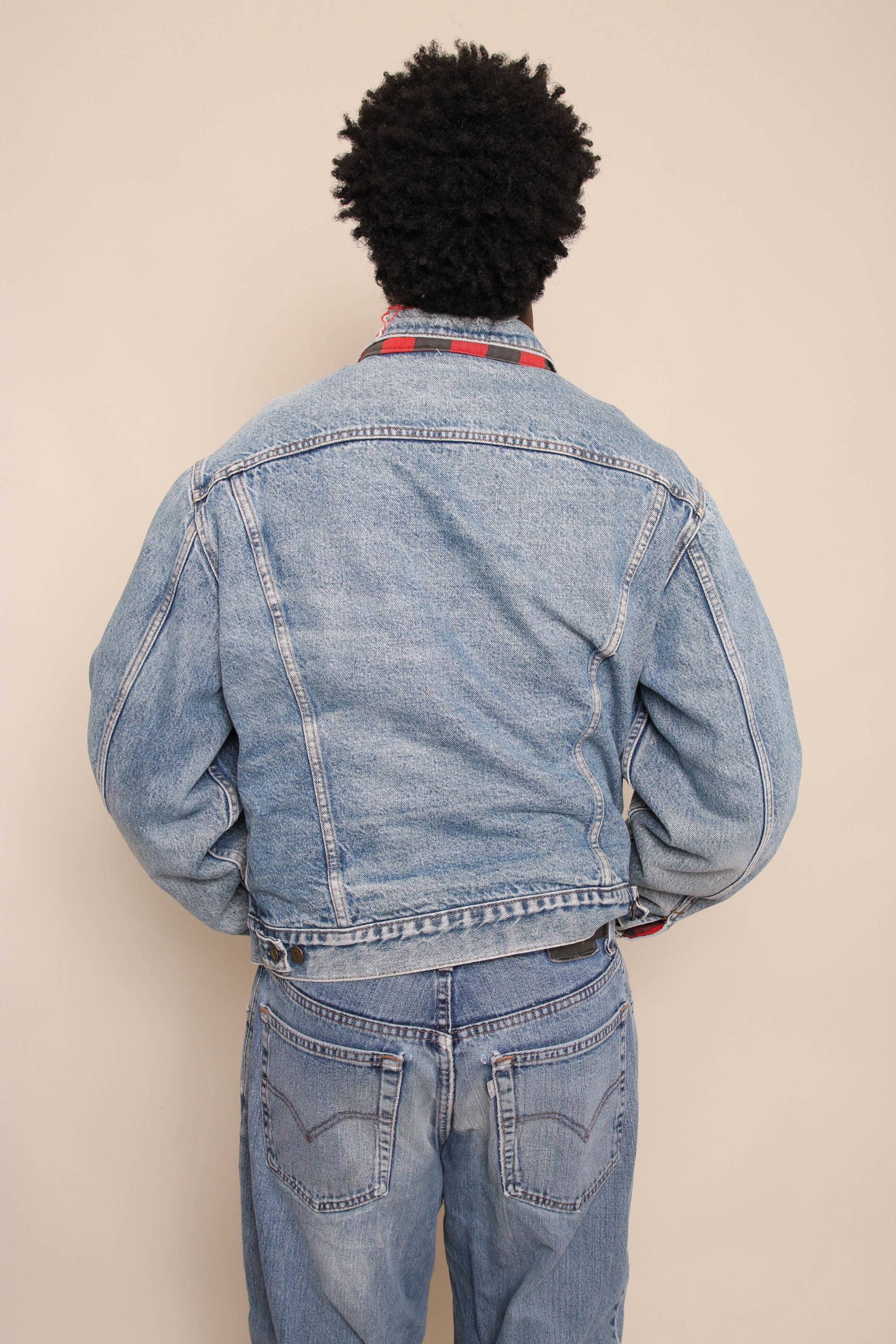 80s Levi's Trucker Jacket Buffalo Plaid Flannel Lined: 71411 0816