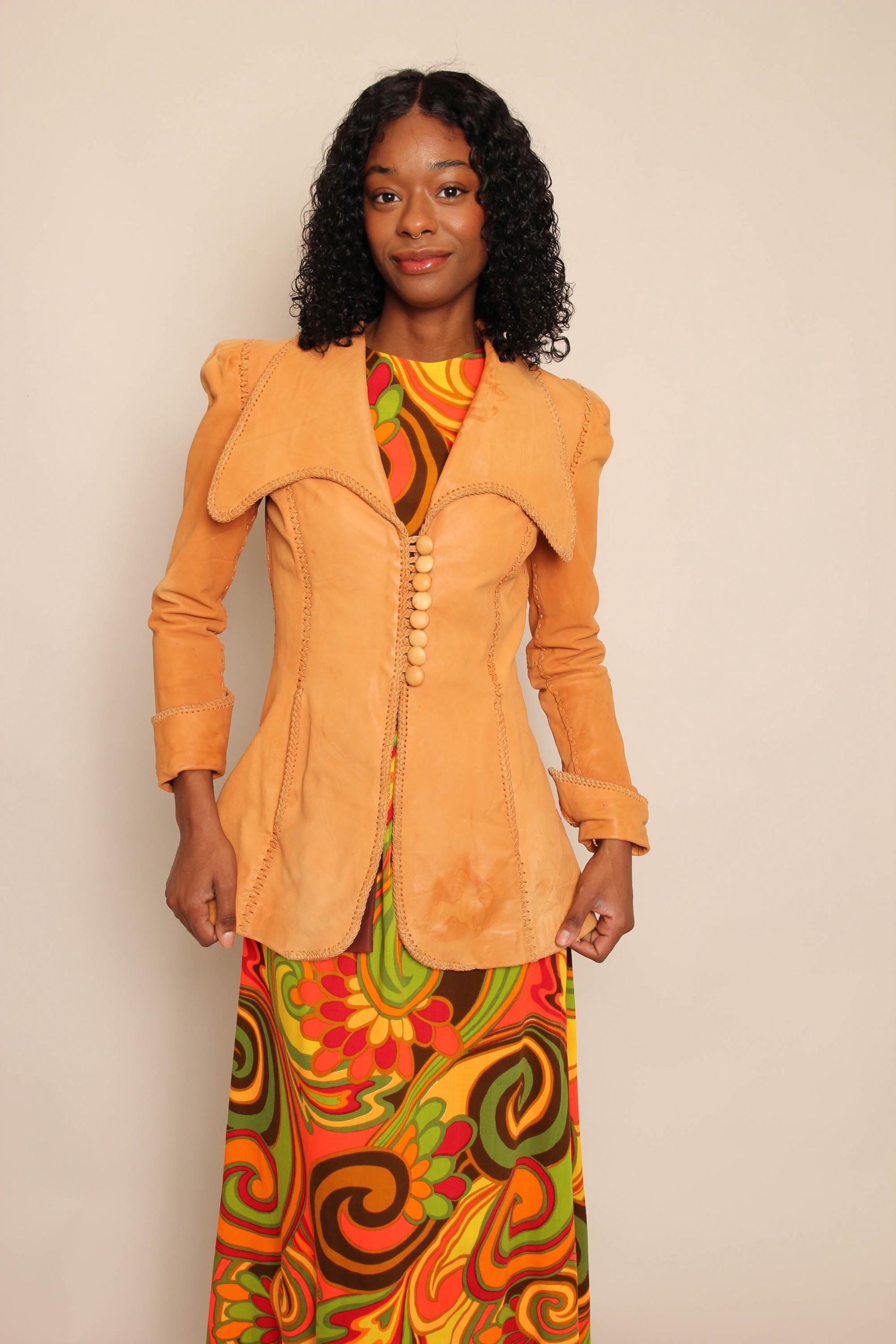 70s North Beach Leather Jacket With Droop Collar: Tailored Fit