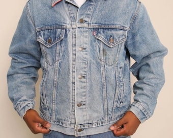 80s Levi's Trucker Jacket Buffalo Plaid Flannel Lined: 71411 0816