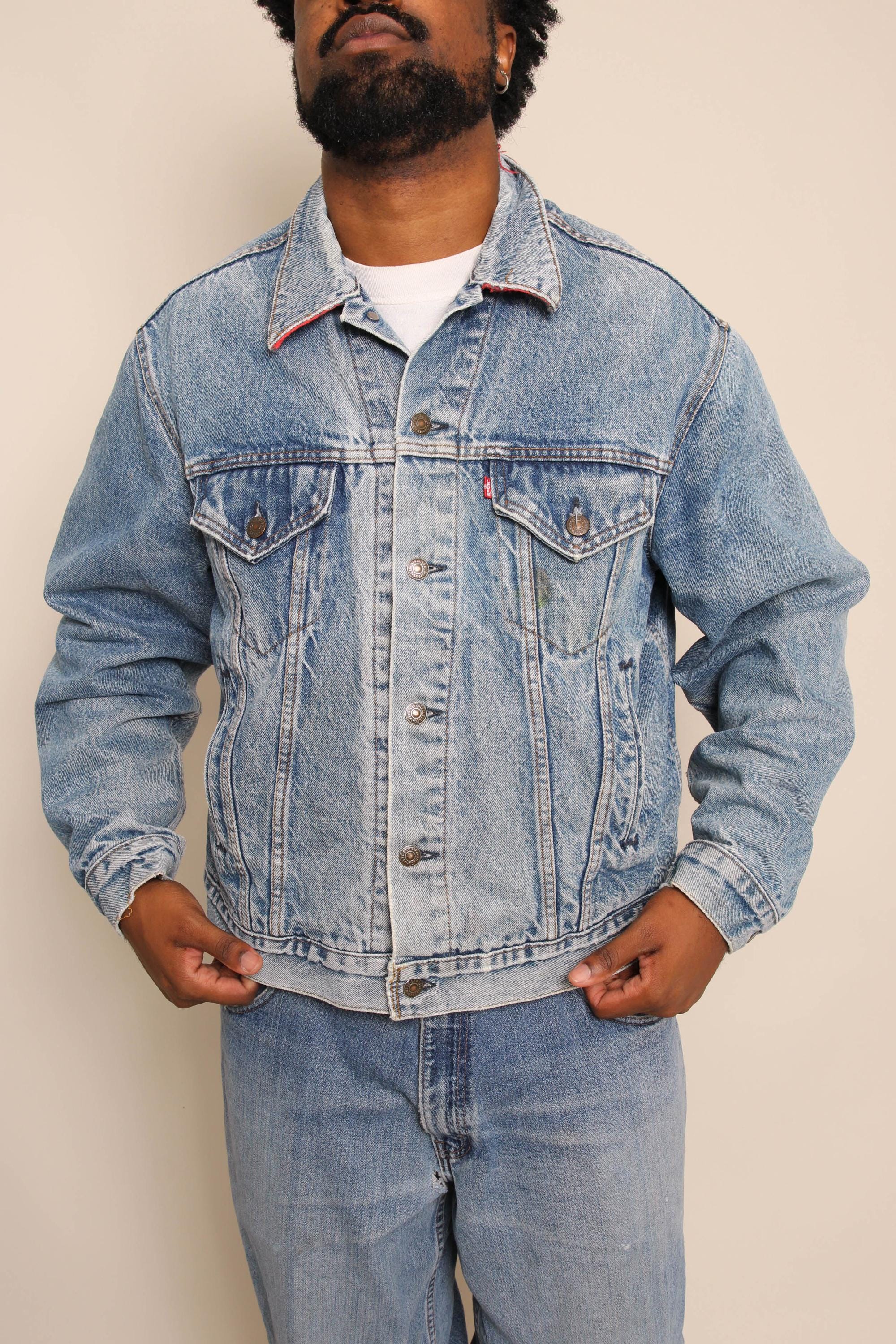 80s Levi's Trucker Jacket Buffalo Plaid Flannel Lined: 71411 0816