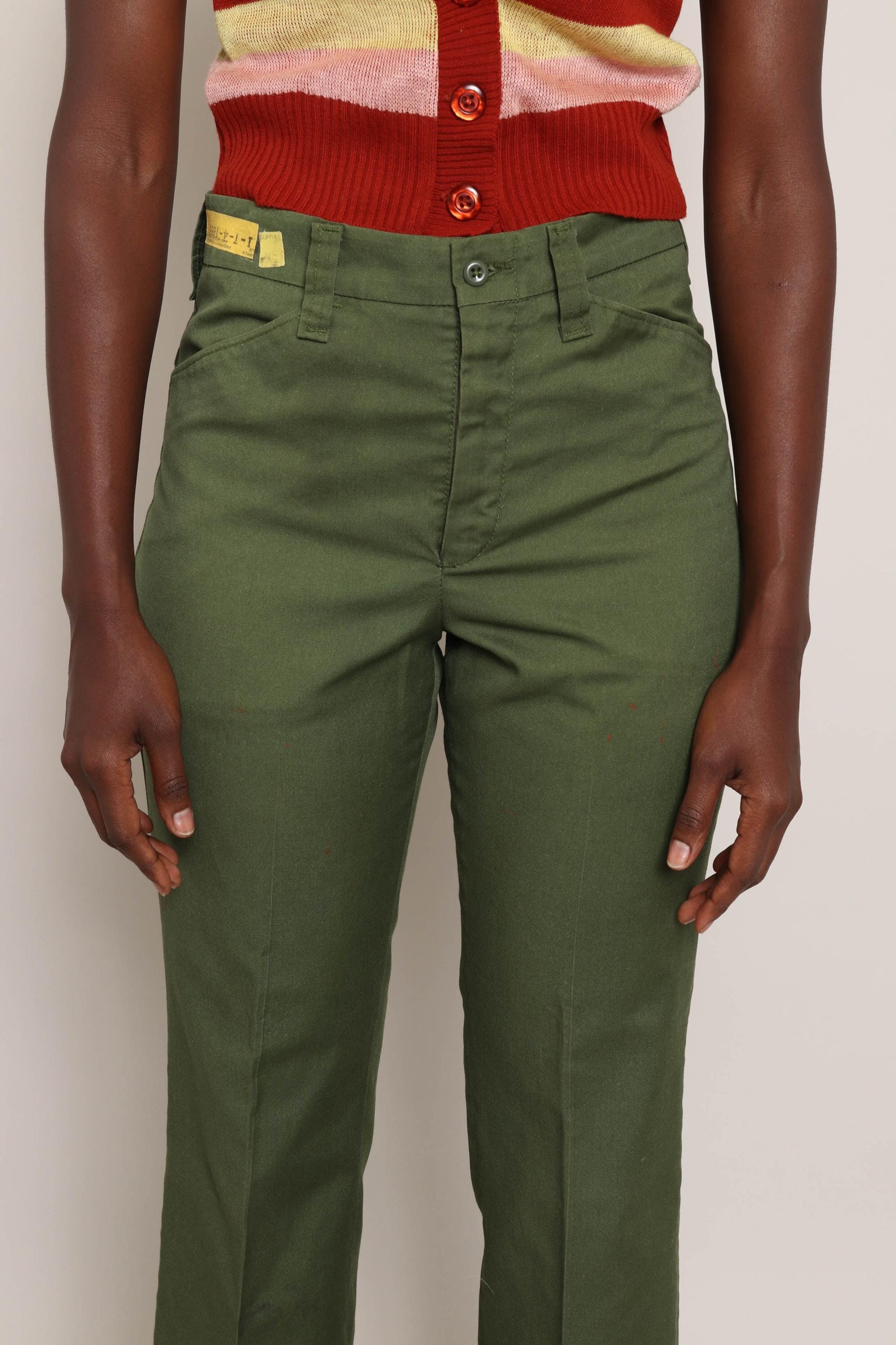 70s ARMY GREEN Pants XS 26 Waist / 1970s Mission Uniforms