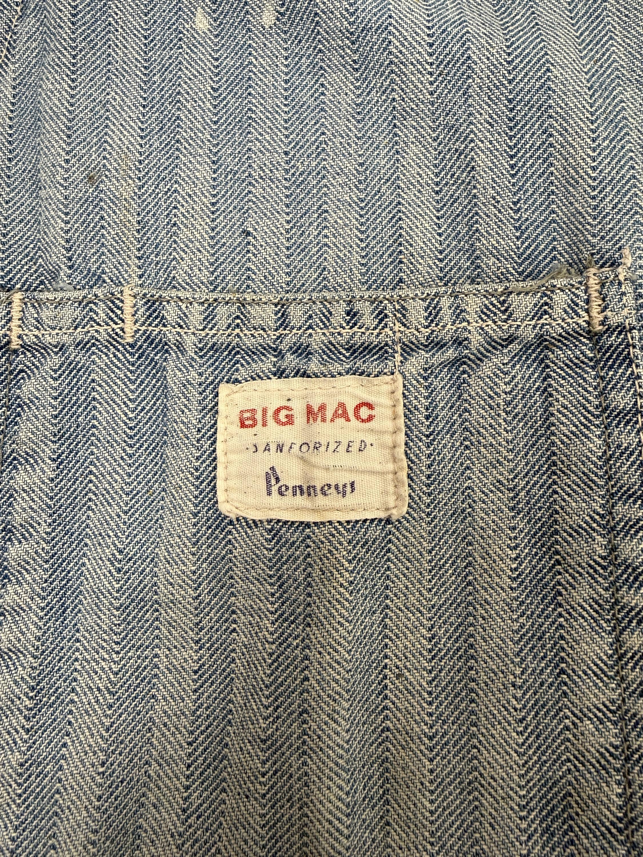 50s Big Mac Denim Herringbone Coveralls Sanforized Cotton Size XS